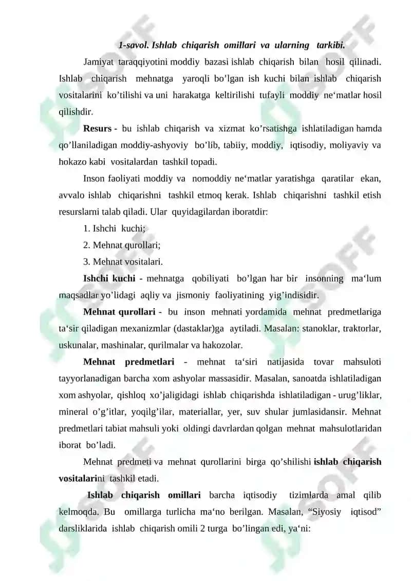 Ishlab chiqarish jarayoni va uning natijalari 2