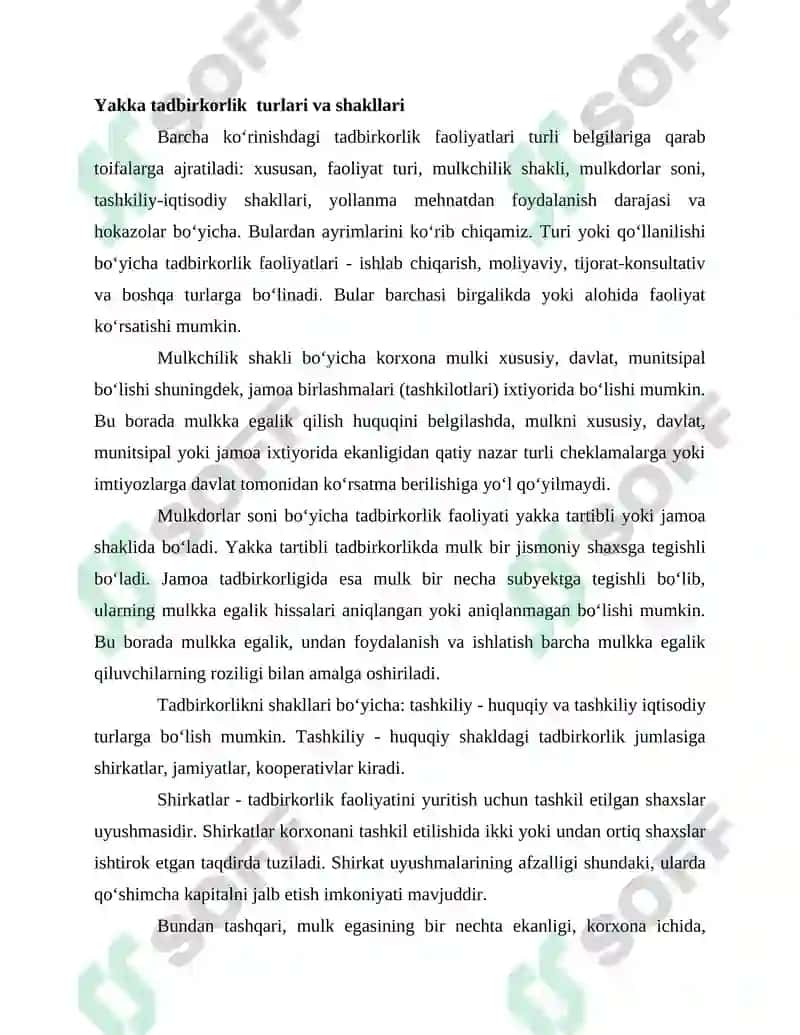 Yakka tartibdagi tadbirkorlarni foydasiga soliq solishning asosiy xususiyatlari 2