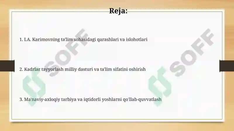 I.A. Karimovning ta'lim sohasidagi qarashlari va islohotlari 2