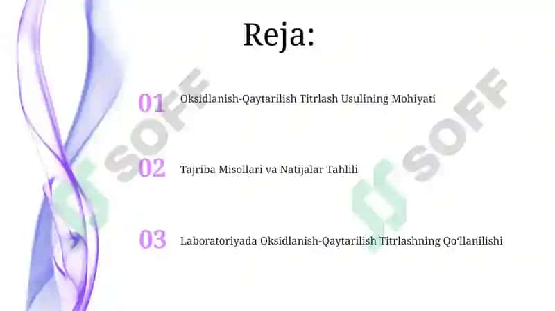 Oksidlanish-Qaytarilish Titrlash Usuli 2