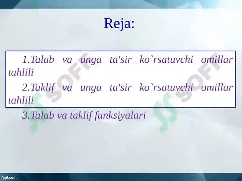 Talab va Taklifhamda unga ta'sir etuvchi omillar 2