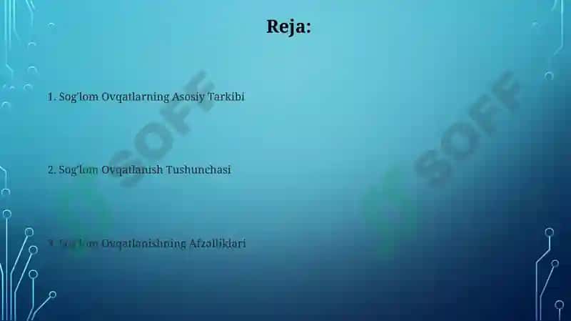 Sog'lom ovqatlanish haqida tushuncha 2