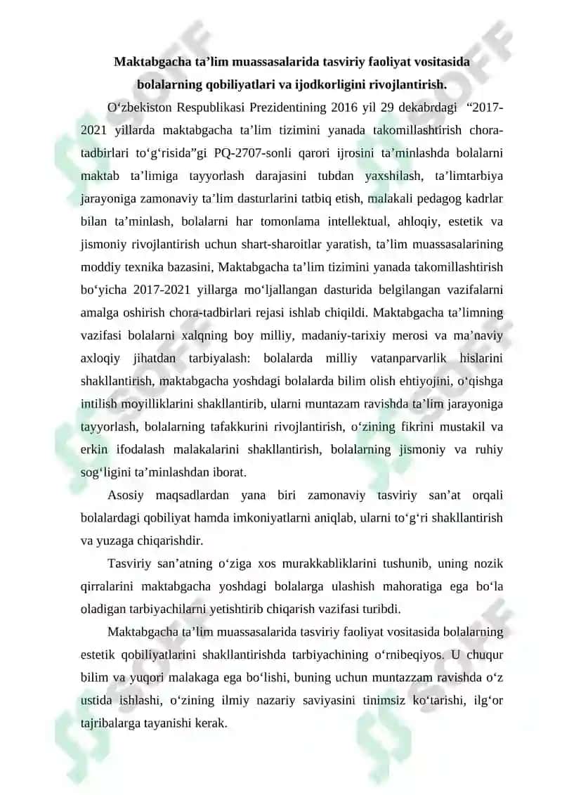 Maktabgacha yoshdagi bolalarni tasviriy qobilyati va ijodkorligini rivojlantirish 2