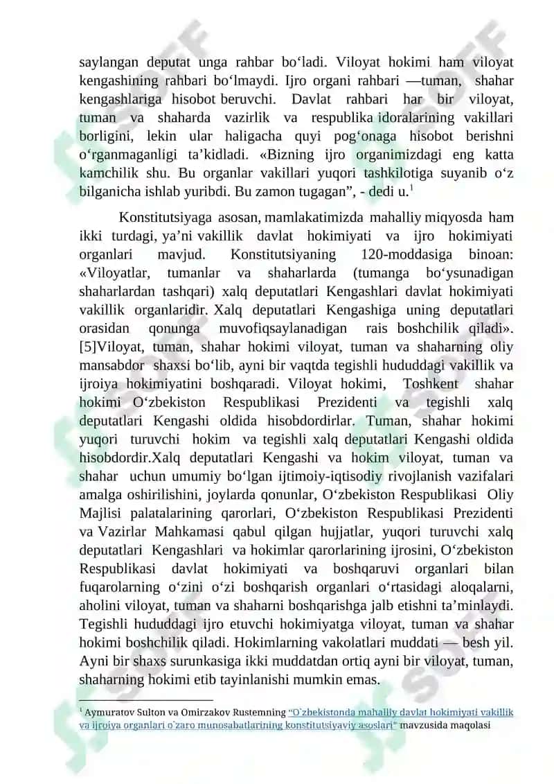 Mahalliy davlat hokimiyati va fuqarolarning o`zini o`zi boshqarish organlari 2