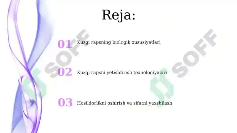 Kuzgi raps biologiyasi va tehnalogiyalari 2
