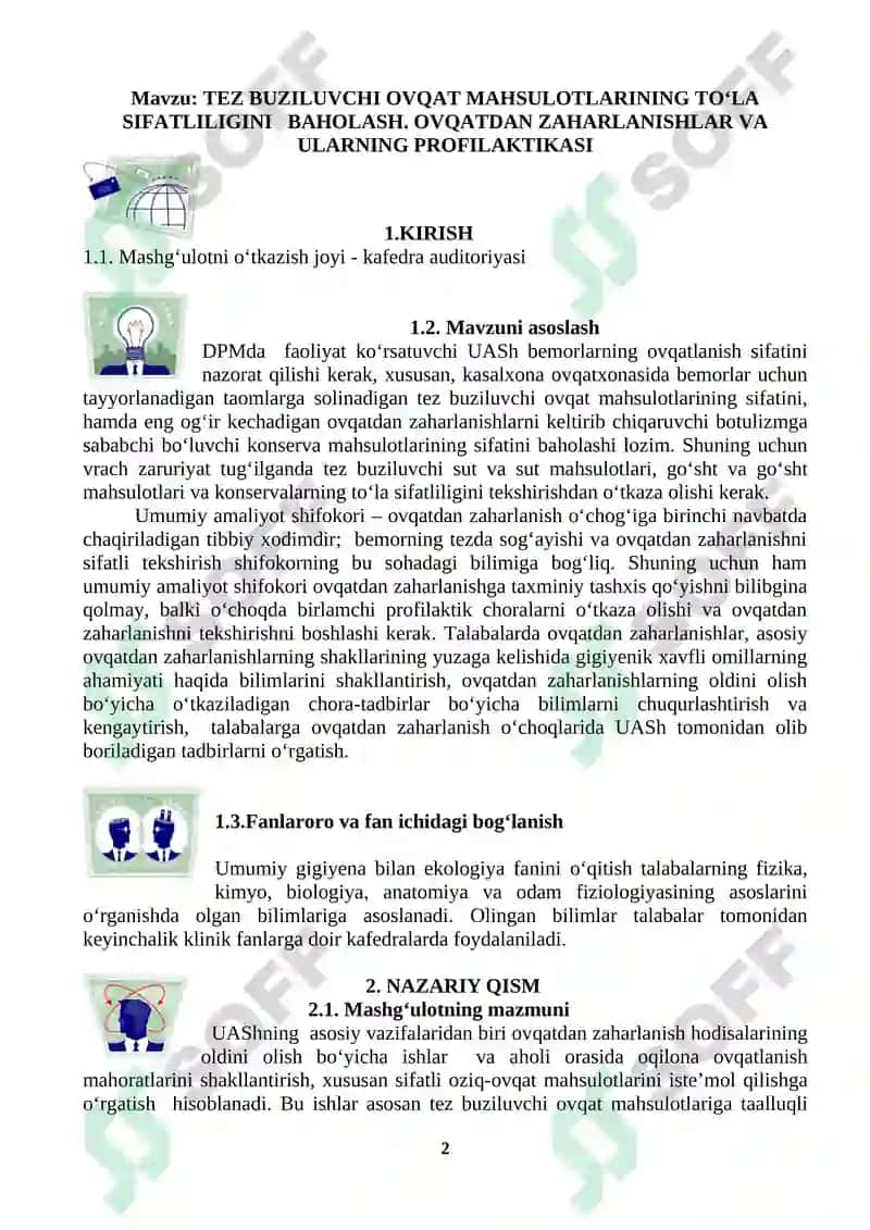 TEZ BUZILUVCHI OVQAT MAHSULOTLARINING TO‘LA SIFATLILIGINI BAHOLASH 2