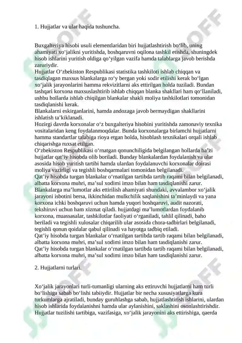 HUJJATLASHTIRISH VA INVENTARIZATSIYA 2