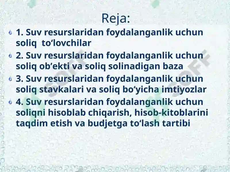 Suv resurslaridan foydalanganlik uchun soliq 2