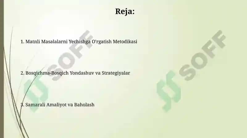 Matnli masalalar yechishga o‘rgatish metodikasi 2