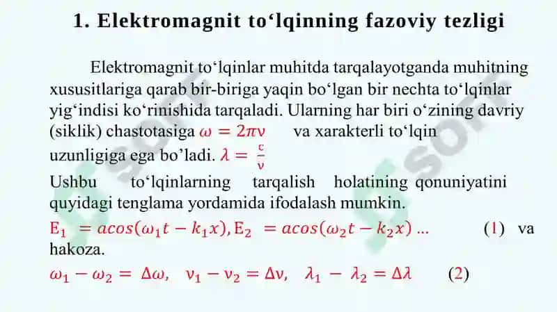Elektromanitto‘qning Fazoviy Tezligi 2
