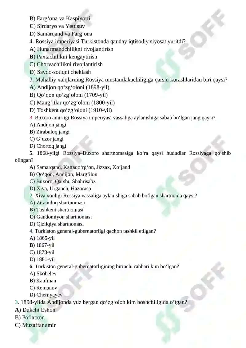 ORALIQ NAZORAT TEST SAVOLLARI 2