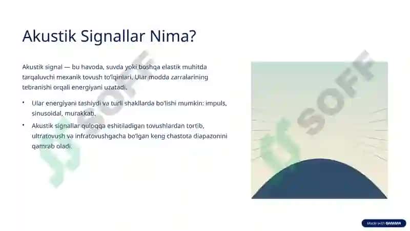 Аkustik signallar turlari. Birlamchi akustik signallar, ularning xususiyatlari 2