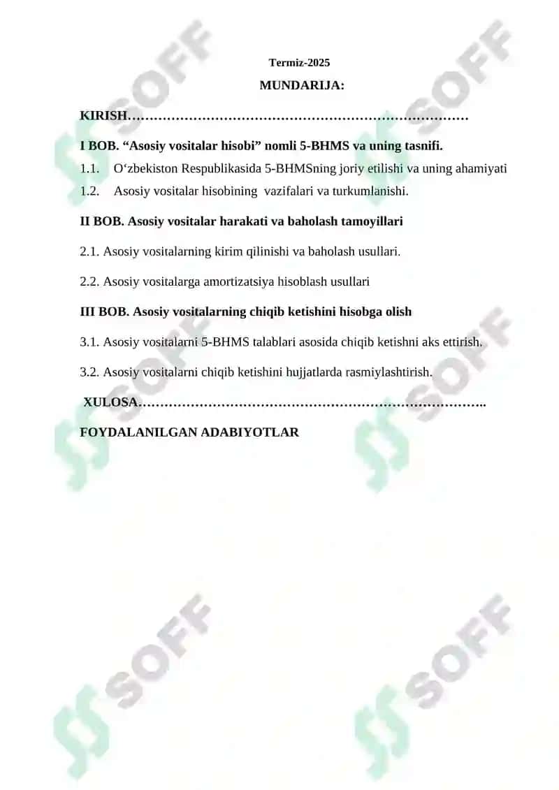 “ASOSIY VOSITALAR HISOBI” NOMLI 5-BHMS VA UNING MAZMUNI 2
