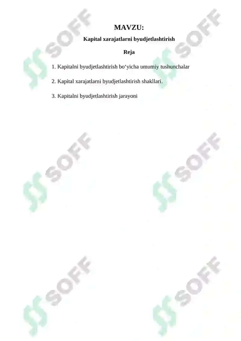 Kapital xarajatlarni byudjetlashtirish 2