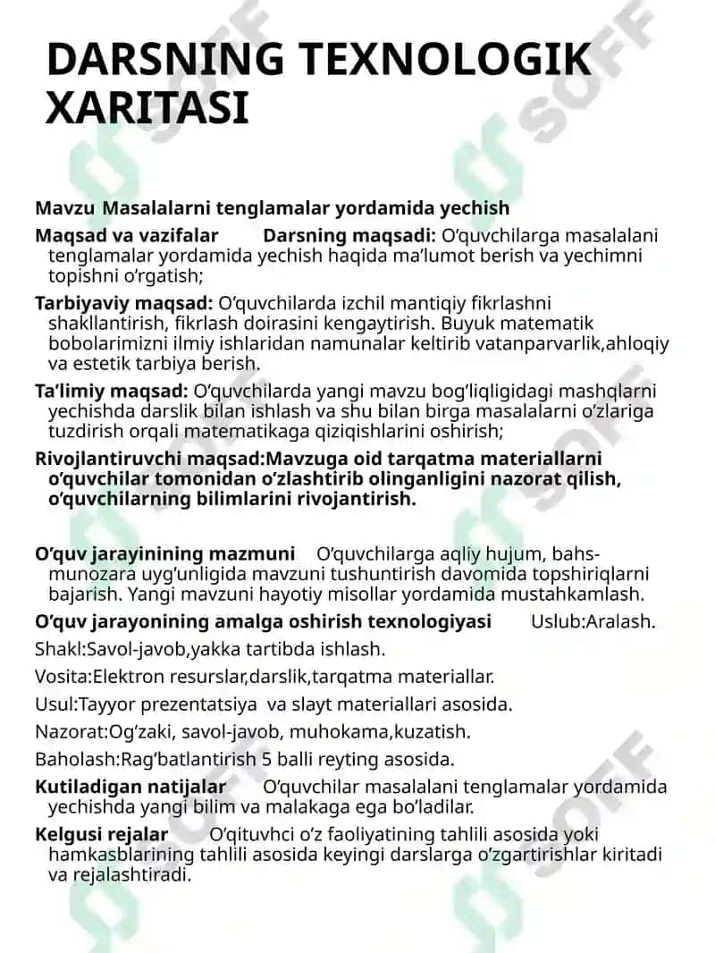 MASALALARNI TENGLAMALAR YORDAMIDA YECHISH 2