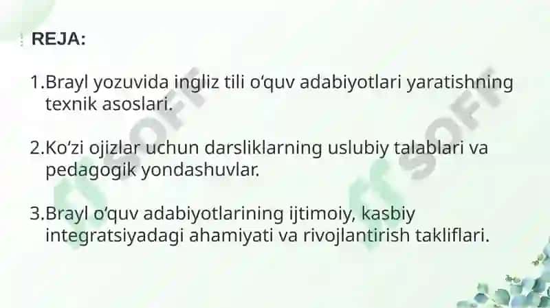 Brayl yozuvida ingliz tili o‘quv adabiyotlari yaratishning texnik va uslubiy jihatlari 2