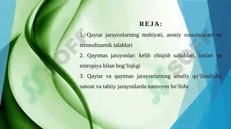 Qaytar va qaytmas jarayonlar 2