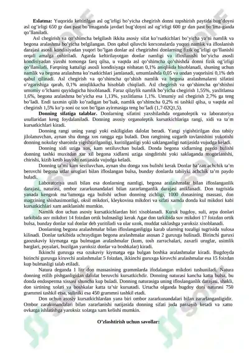 Donlarni saqlash uchun mahsulotlar topshirish 2