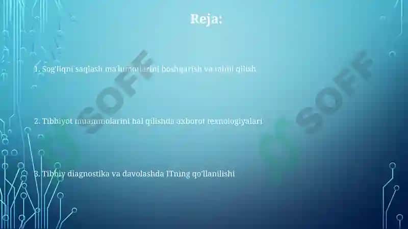 Tibbiyotda masalalarni yechishda axborot texnologiyalari 2
