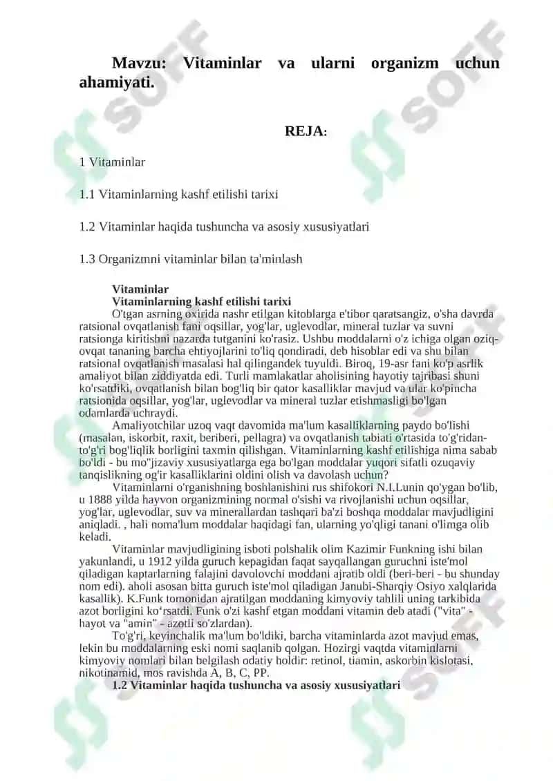 Vitaminlar va ularni organizm uchun ahamiyati 2