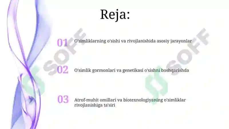 O'simliklarni o'sishi va rivojlanishidagi o'rni 2