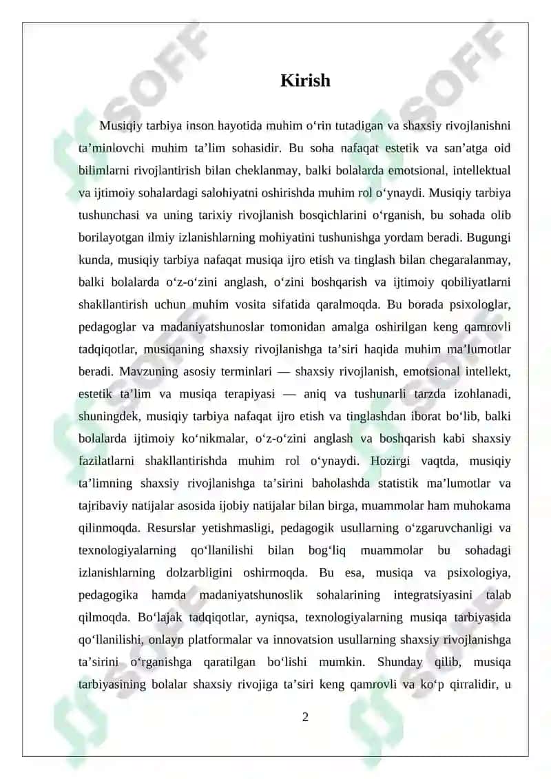 MUSIQIY TARBIYANING BOLALAR SHAXSIY RIVOJIGA TA’SIRI: TAHLILIY ADABIYOT SHARHI 2