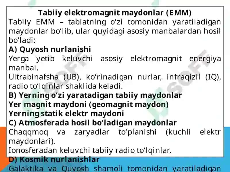 Tabiiy elektromagnit maydonlar (EMM) 2