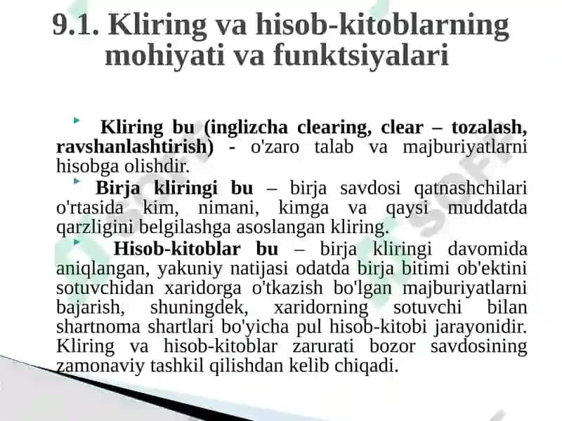Birja bozorida kliring va hisob-kitoblar 2