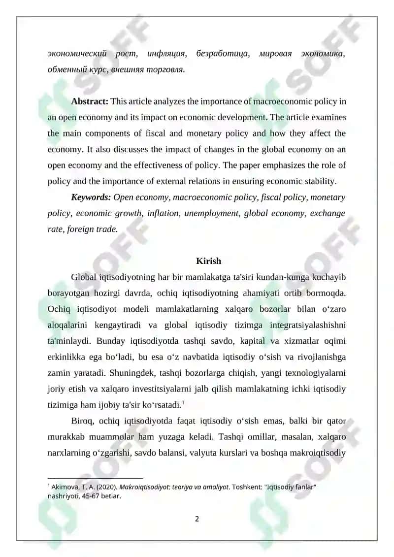 OCHIQ IQTISODIYOTDA MAKROIQTISODIY SIYOSAT 2