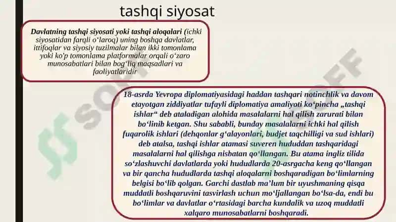 Tashqi siyosat idoralari. Diplomatik vakolatxonalar 2