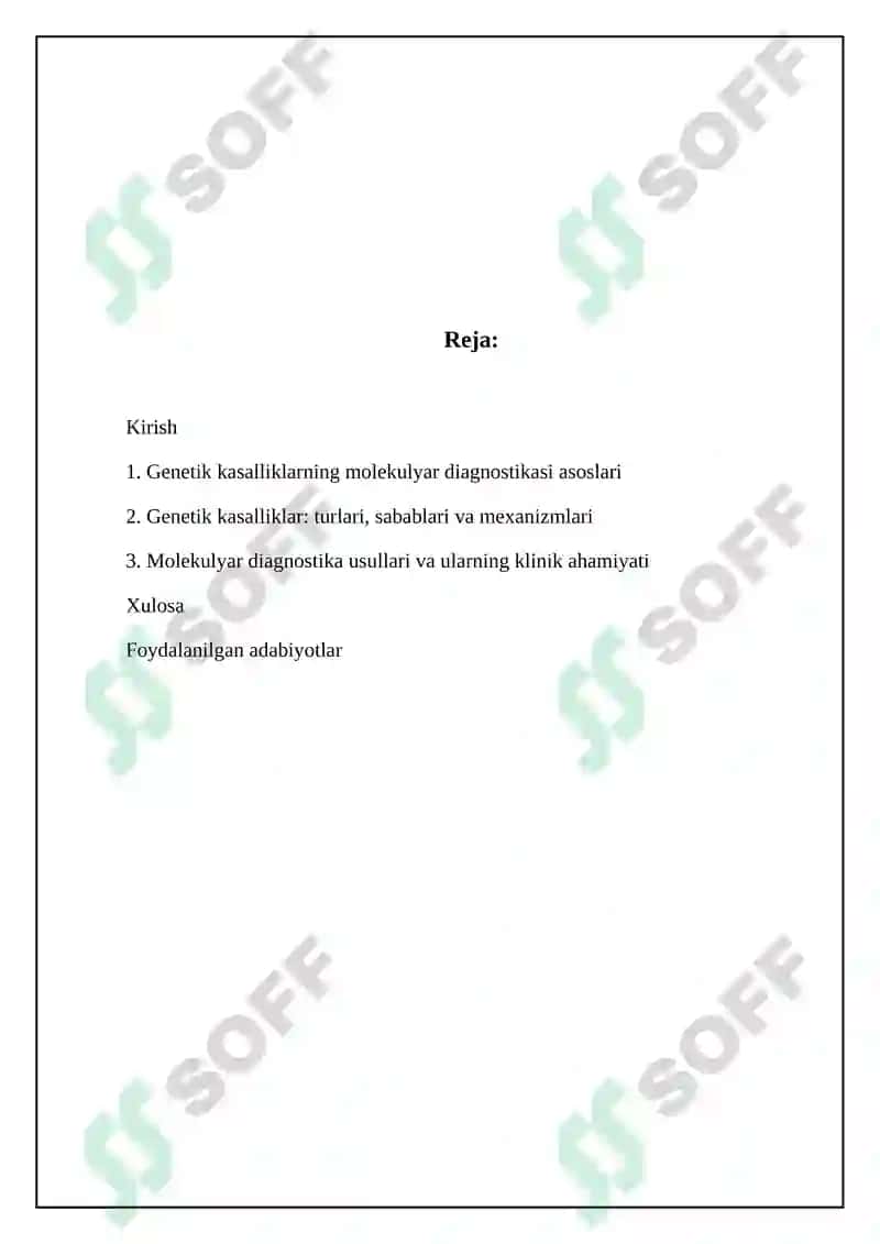 Genetik kasalliklarning molekulyar diagnostikasi asoslari 2