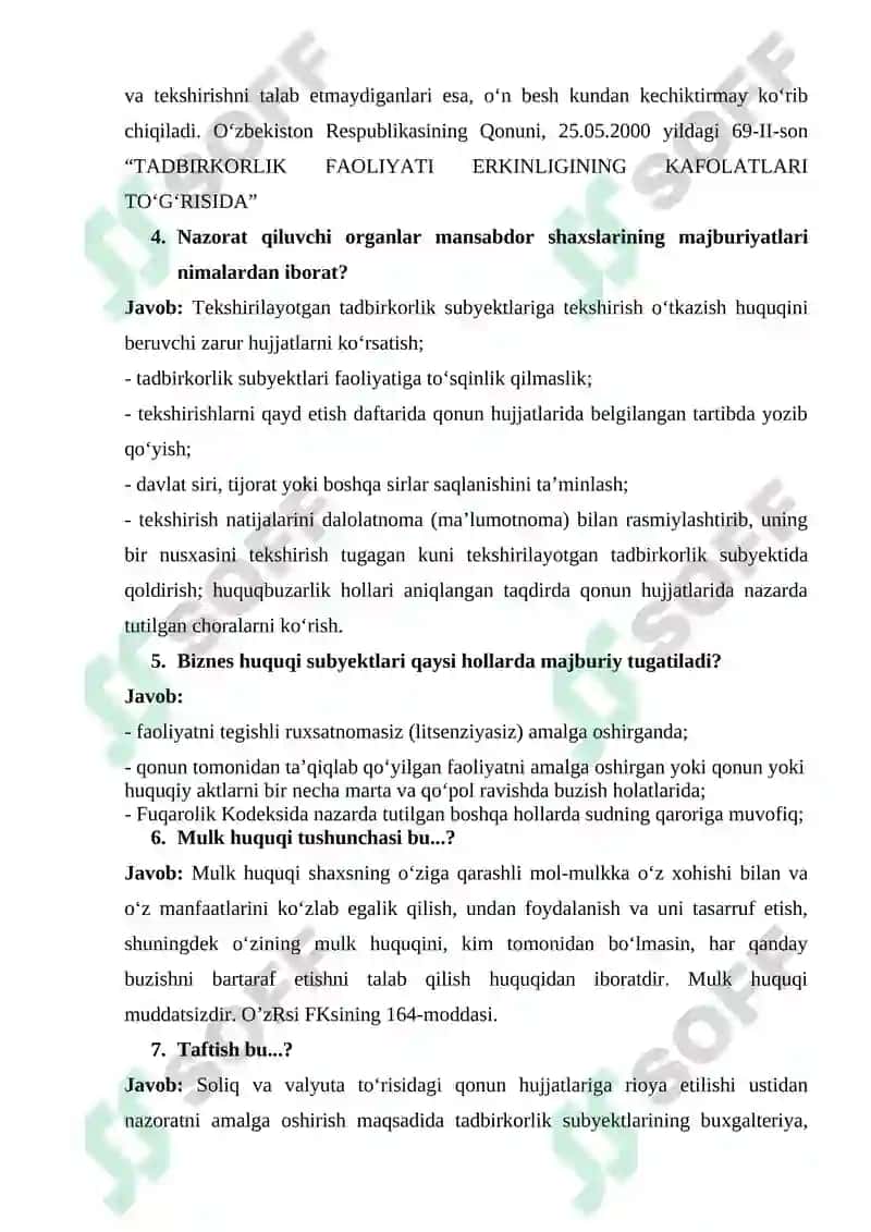 Biznes huquqi fanidan mustaqil ish 2
