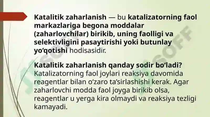 Katalitik zaharlanishning salbiy oqibatlari va undan kelib chiqadigan muammolar 2
