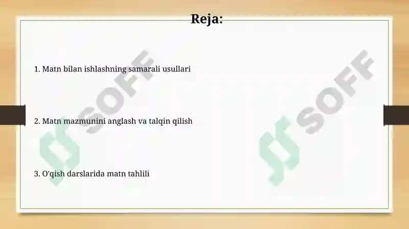 O'qish darslarida matnlar ustida ishlash 2