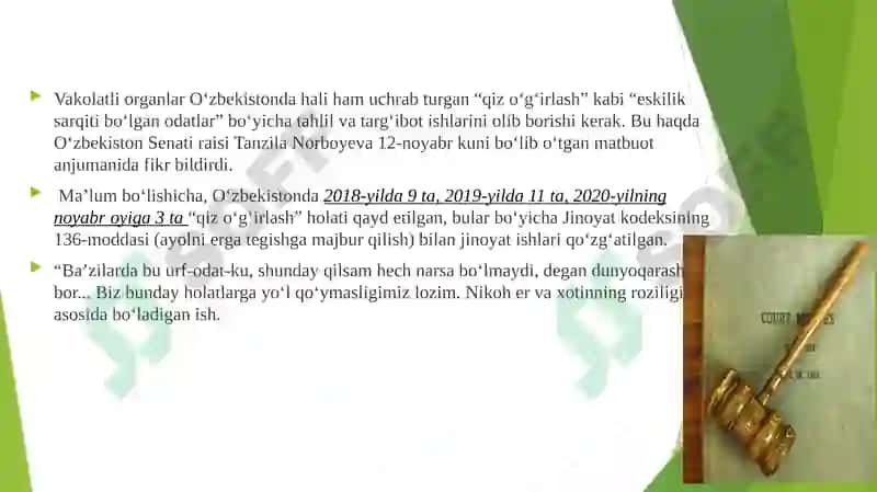 Ayolni erga tegishga majbur qilish yoki uning ergategishigato’sqinlikqilish 2