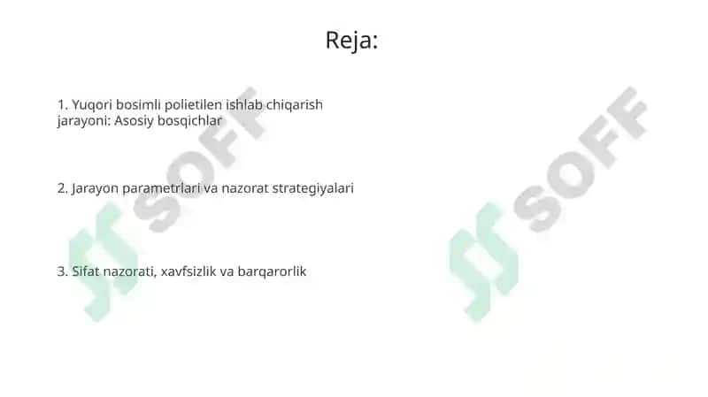 Yuqori bosimli polietilen ishlab chiqarish jarayoni 2