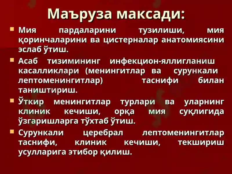 Нерв системасининг инфекцион-яллиғланиш касалликлариклассификацияси 2