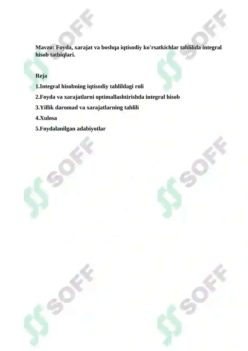 Integral hisob tatbiqlari 2