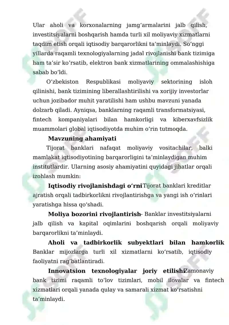 TIJORAT BANKLARI VA UNING APERATSIYALARI 2