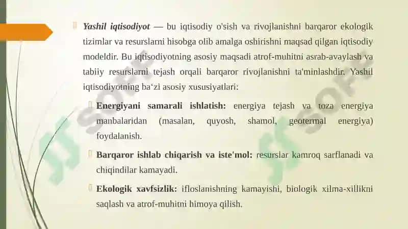 Yashil iqtisodiyotning axborot resurslari 2
