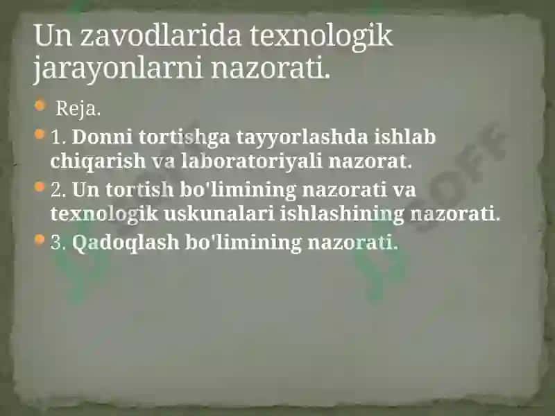 Donni qayta ishlash korxonalarida sifatni boshqarish texnokimyoviy nazorat 2