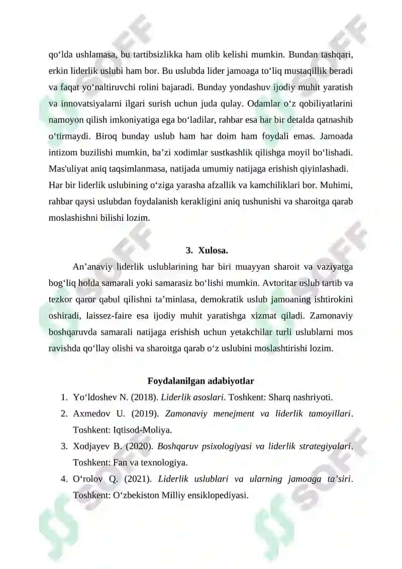 An'anaviy liderlik uslublarining afzalliklari va kamchiliklari 2