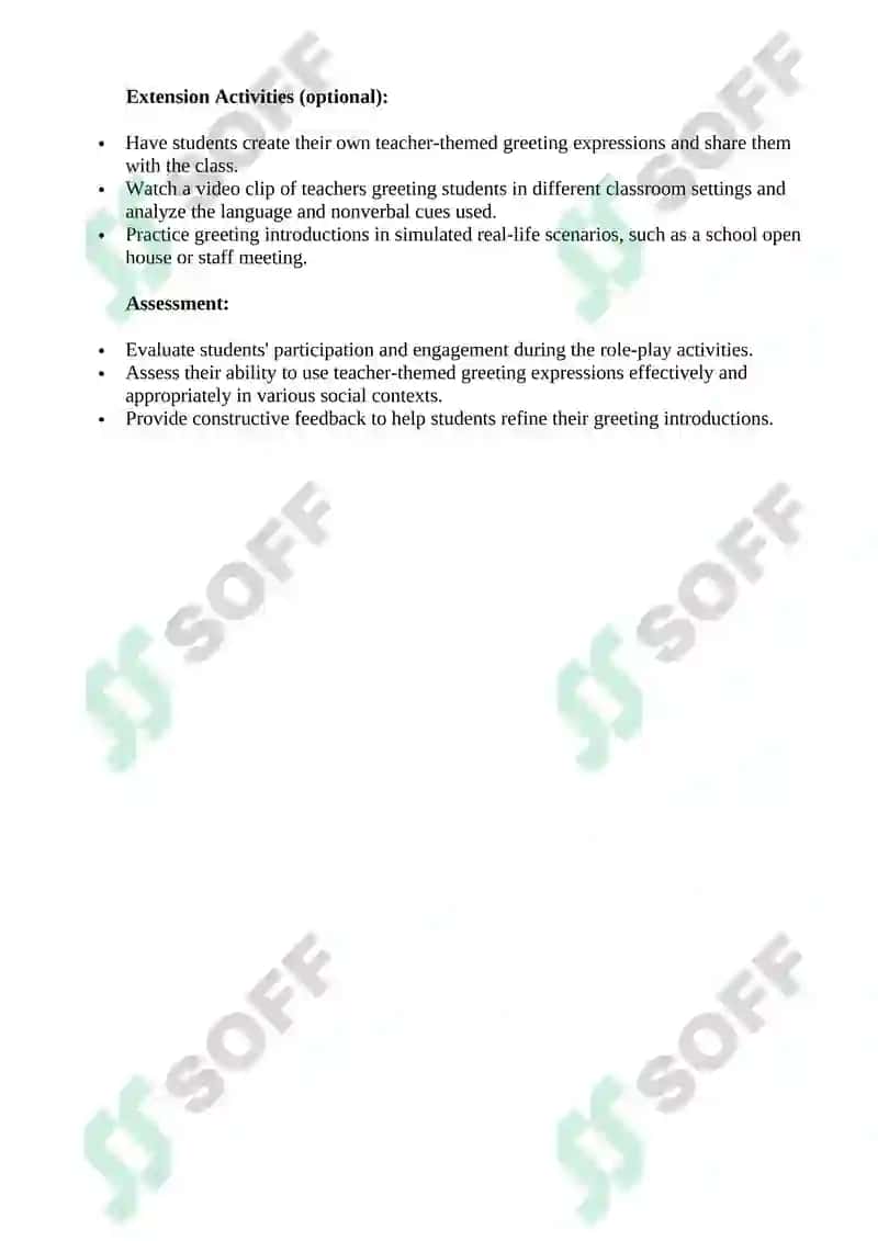 Teacher-Themed Greeting Introductions 2