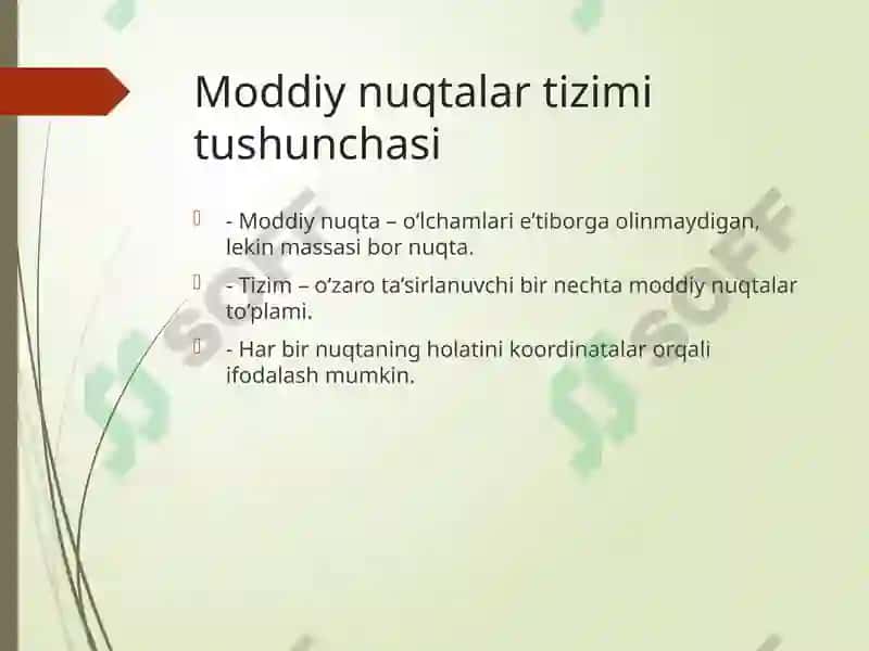 Moddiy nuqtalar sistemasining massa markazidagi harakati 2