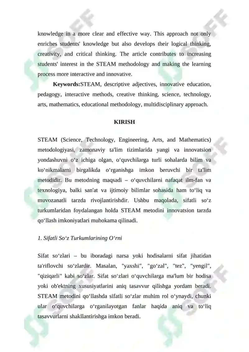 Sifat SÒz Turkumi BÒyicha STEAM Metodidan Innovatsion Tarzda Foydalanish 2
