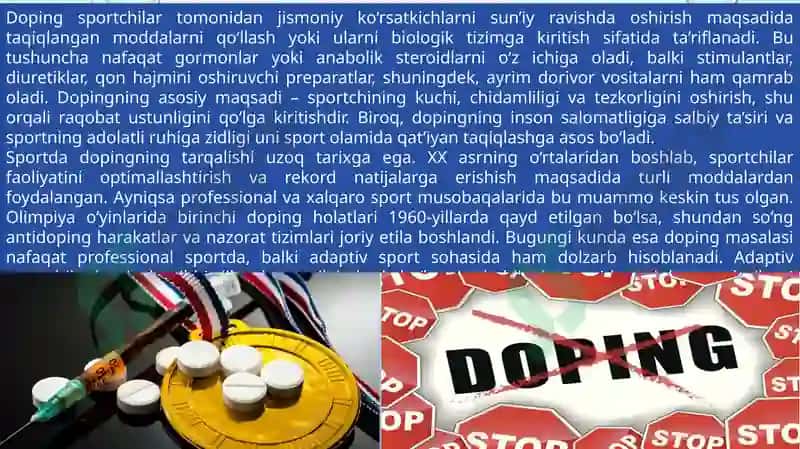 Adaptiv sportda doping nazorati 2