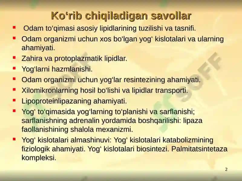 LIPIDLAR ALMASHINUVI BIOKIMYOSI 2