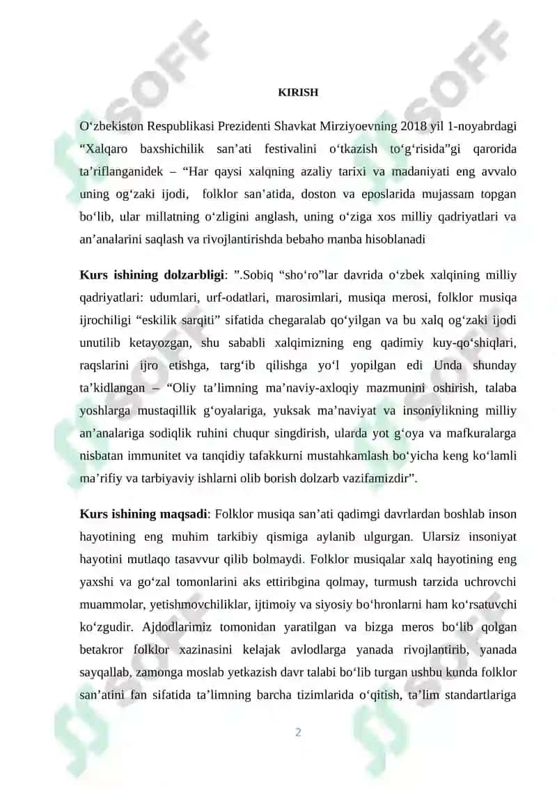 Marosim folklori janrlari va ularning badiiy talqini 2