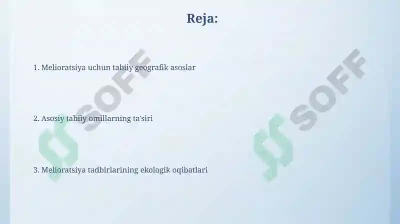 Melioratsiyaning tabiiy geografik asoslari 2