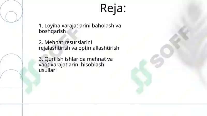 Qurilish ishlarini tashkil etishda mehnat sarfi va vaqt sarfini hisoblash 2